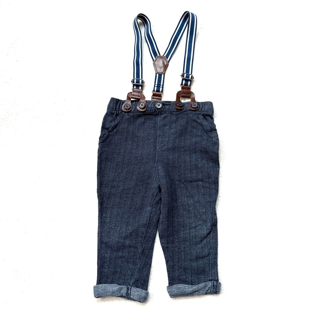 ⭐️ 5 for $25 Stylish Kids Blue Suspender Pants Next Baby UK Size 9-12 Months